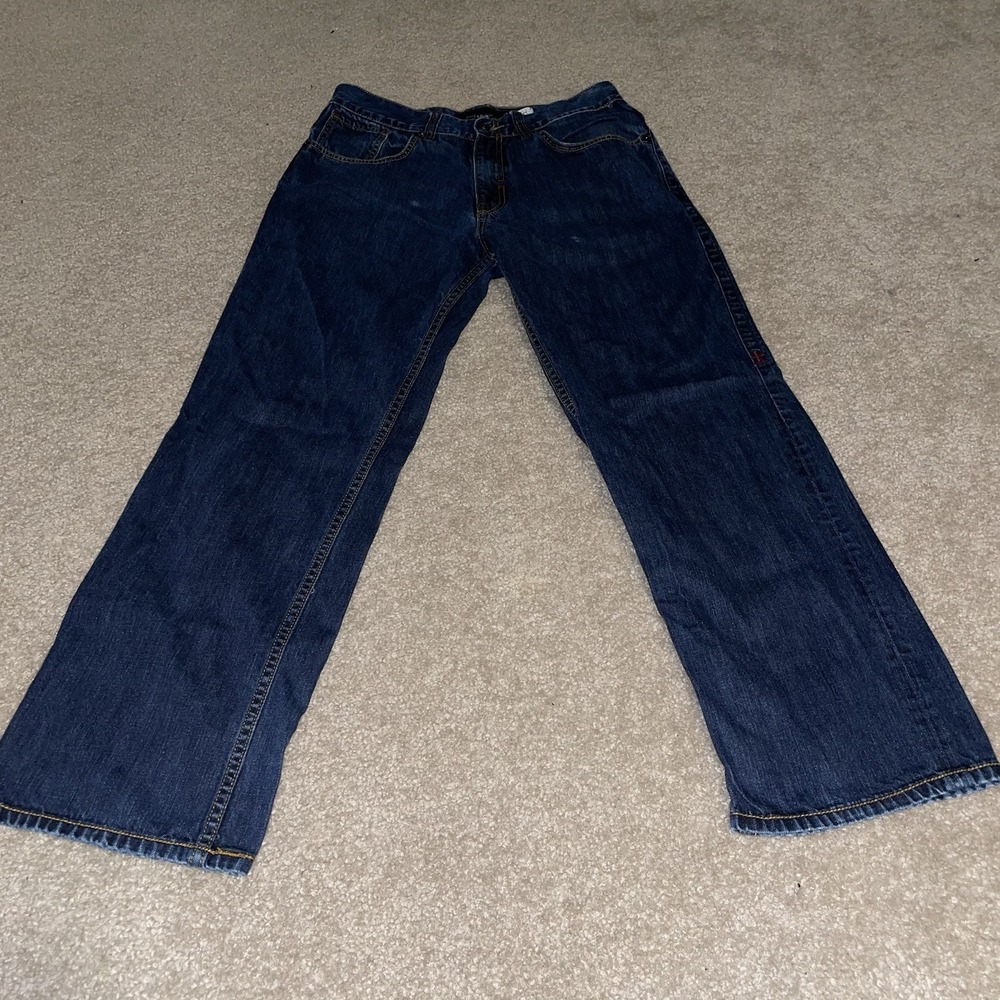 Rocawear Regular Fit Dark Wash Jeans Womens Size 34 Y2K Streetwear Embroidered